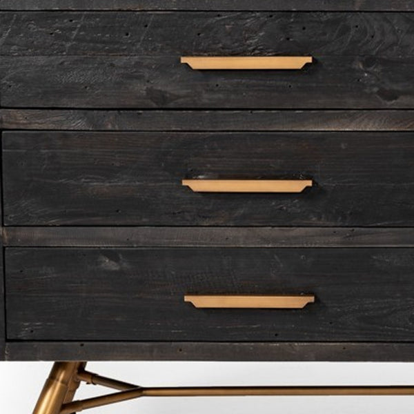 Homeroots 63" Dark Brown Solid Wood Six Drawer Double Dresser  Solid Wood 473119