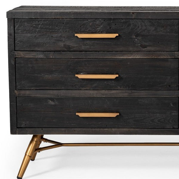 Homeroots 63" Dark Brown Solid Wood Six Drawer Double Dresser  Solid Wood 473119