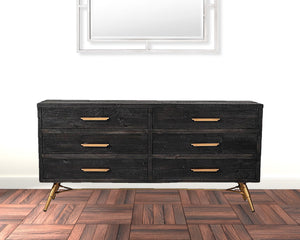 Homeroots 63" Dark Brown Solid Wood Six Drawer Double Dresser  Solid Wood 473119