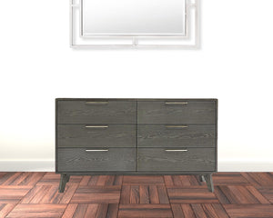 Homeroots 51" Grey Wash Solid Wood Six Drawer Double Dresser  Solid Wood 473120