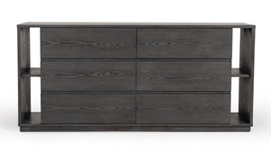Homeroots 63" Grey Solid Wood Six Drawer Double Dresser  Solid Wood 473121