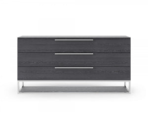 Homeroots 58" Grey Manufactured Wood Three Drawer Dresser  Solid And Manufactured Wood 473122