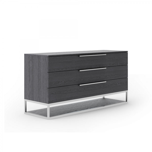 Homeroots 58" Grey Manufactured Wood Three Drawer Dresser  Solid And Manufactured Wood 473122