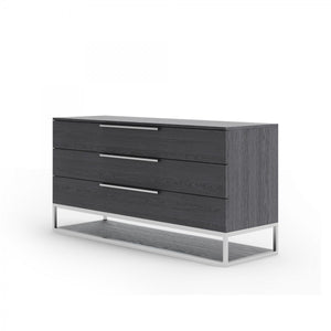 Homeroots 58" Grey Manufactured Wood Three Drawer Dresser  Solid And Manufactured Wood 473122