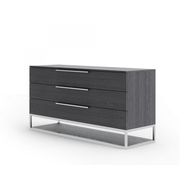Homeroots 58" Grey Manufactured Wood Three Drawer Dresser  Solid And Manufactured Wood 473122