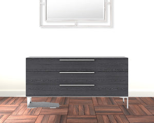 Homeroots 58" Grey Manufactured Wood Three Drawer Dresser  Solid And Manufactured Wood 473122