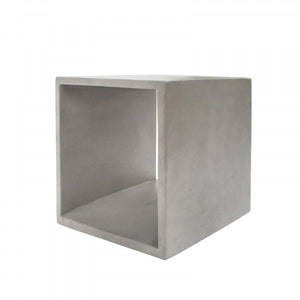 Homeroots Minimalist Dark Gray Concrete Open Cube End Or Side Table   473139