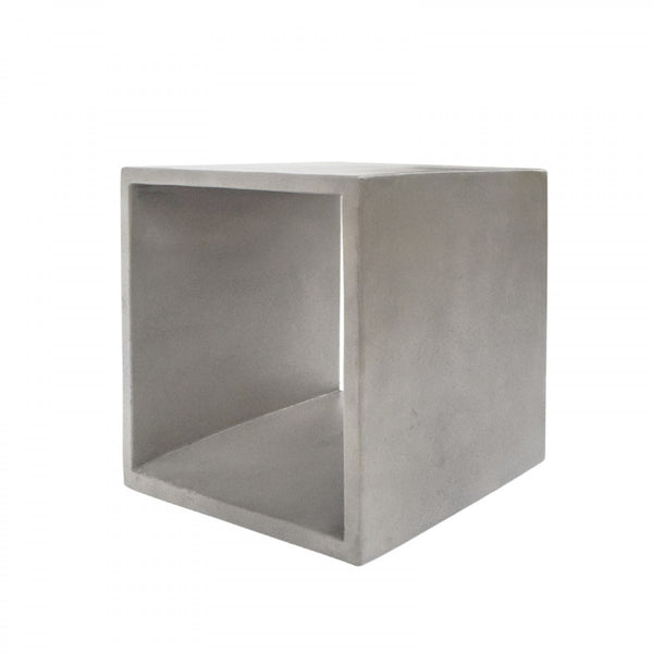 Homeroots Minimalist Dark Gray Concrete Open Cube End Or Side Table   473139