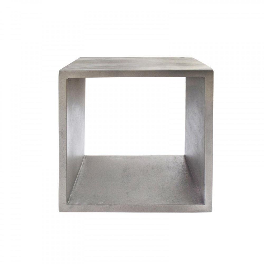 Homeroots Minimalist Dark Gray Concrete Open Cube End Or Side Table   473139