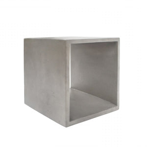 Homeroots Minimalist Dark Gray Concrete Open Cube End Or Side Table   473139