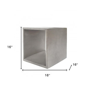 Homeroots Minimalist Dark Gray Concrete Open Cube End Or Side Table   473139