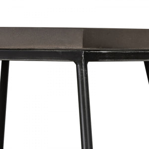 Homeroots Modern Gray Concrete And Black Metal Hexagonal End Table   473141