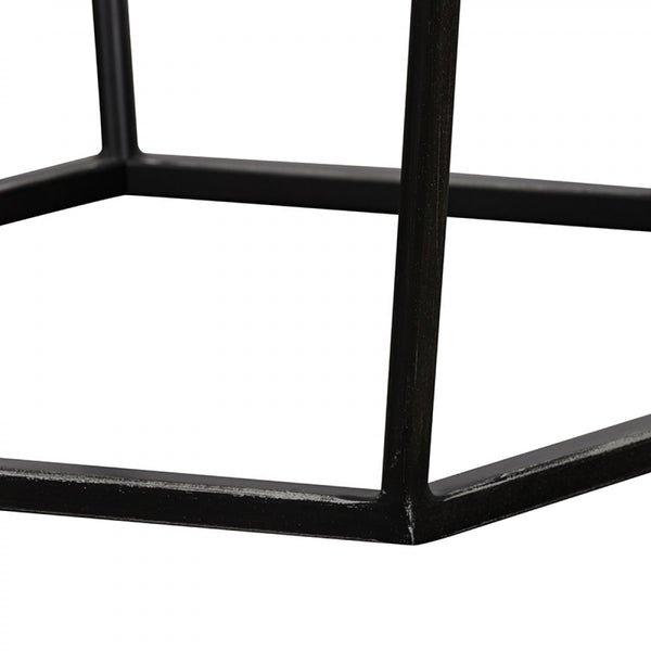 Homeroots Modern Gray Concrete And Black Metal Hexagonal End Table   473141
