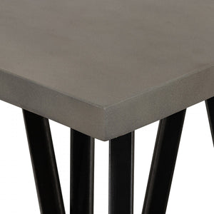 Homeroots Gray Concrete And Black Metal Geo Industrial Square End Table   473142