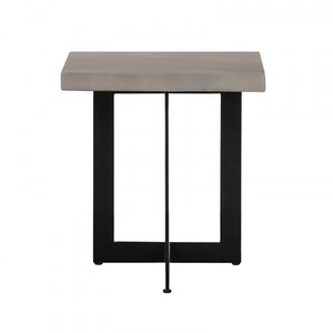 Homeroots Asymmetric Metal And Concrete End Table   473143