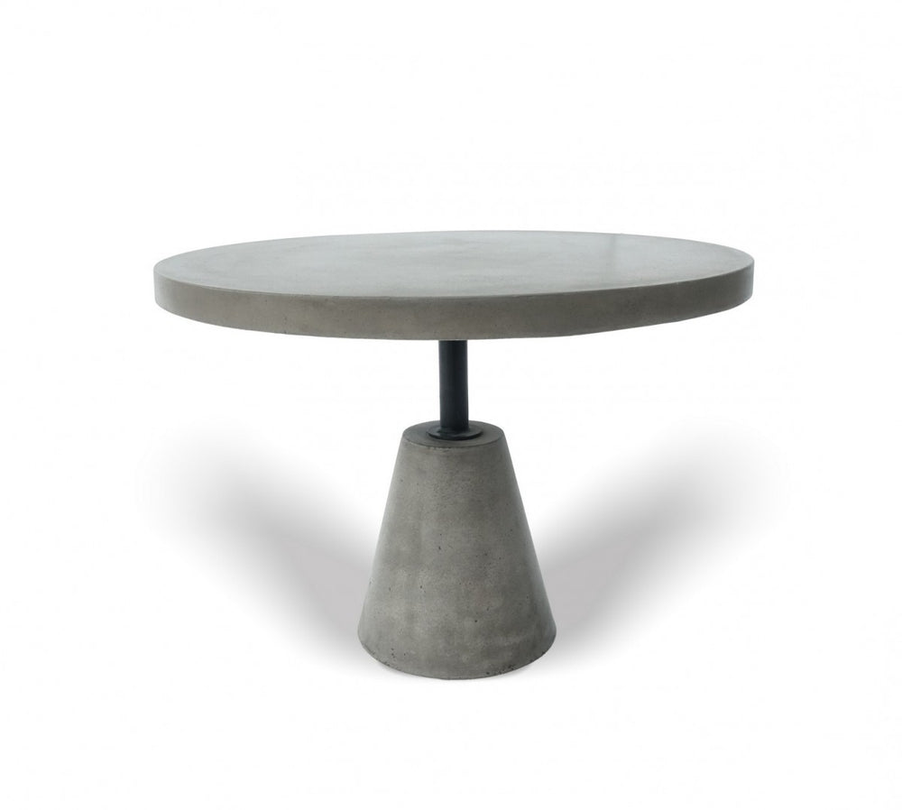 Homeroots Mod Gray Concrete And Black Metal Pedestal End Table   473144