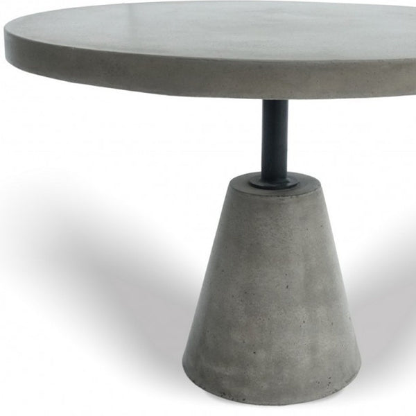 Homeroots Mod Gray Concrete And Black Metal Pedestal End Table   473144