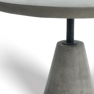 Homeroots Mod Gray Concrete And Black Metal Pedestal End Table   473144