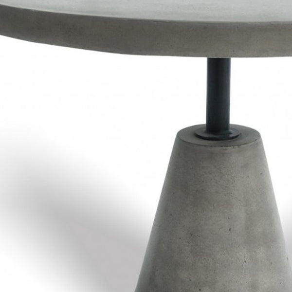 Homeroots Mod Gray Concrete And Black Metal Pedestal End Table   473144