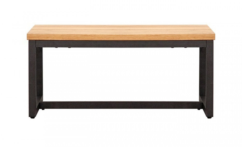 Homeroots Rustic Natural Oak And Black Metal End Table   473146