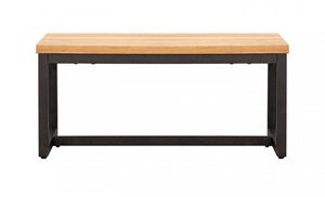 Homeroots Rustic Natural Oak And Black Metal End Table   473146