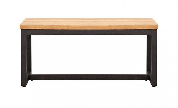 Homeroots Rustic Natural Oak And Black Metal End Table   473146