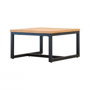 Homeroots Rustic Natural Oak And Black Metal End Table   473146