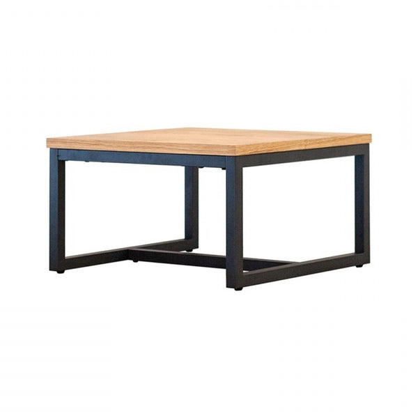 Homeroots Rustic Natural Oak And Black Metal End Table   473146