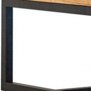 Homeroots Rustic Natural Oak And Black Metal End Table   473146