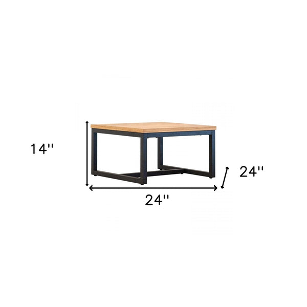 Homeroots Rustic Natural Oak And Black Metal End Table   473146