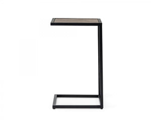 Homeroots Modern Rustic Brown And Black Chevron Wood And Metal Snack Table   473147