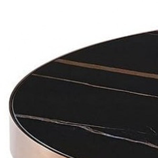 Homeroots Stylish Black Ceramic And Rose Gold Side Or End Table   473148