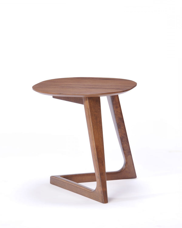 Homeroots Mod Walnut Wood Asymmetric End Table   473149