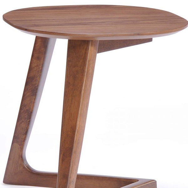 Homeroots Mod Walnut Wood Asymmetric End Table   473149