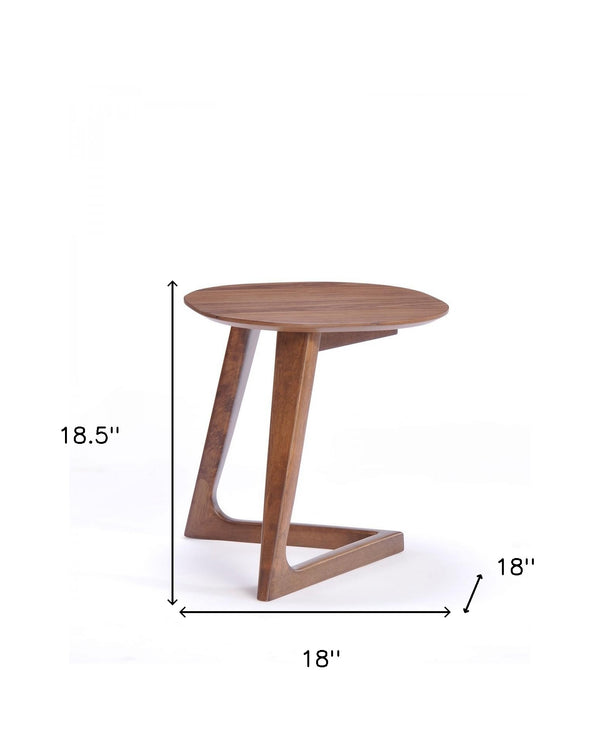 Homeroots Mod Walnut Wood Asymmetric End Table   473149