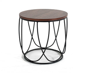 Homeroots Modern Brown And Black Round Open Geo Base End Table   473150