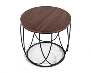 Homeroots Modern Brown And Black Round Open Geo Base End Table   473150