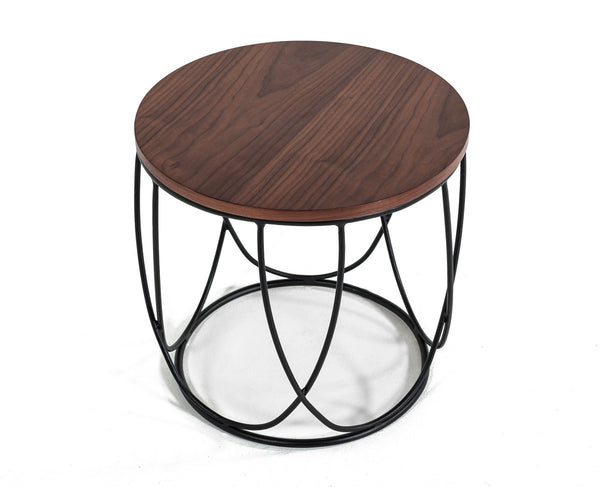 Homeroots Modern Brown And Black Round Open Geo Base End Table   473150