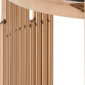 Homeroots 20" Rosegold And Black Glass And Stainless Steel Round End Table With Shelf   473152