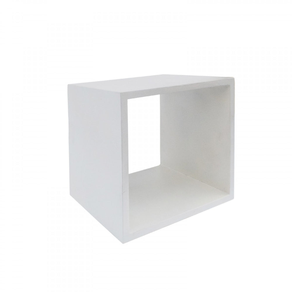 Homeroots Minimalist White Concrete Open Cube End Or Side Table   473153