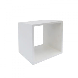 Homeroots Minimalist White Concrete Open Cube End Or Side Table   473153