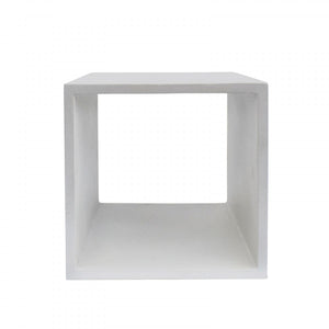 Homeroots Minimalist White Concrete Open Cube End Or Side Table   473153
