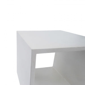 Homeroots Minimalist White Concrete Open Cube End Or Side Table   473153