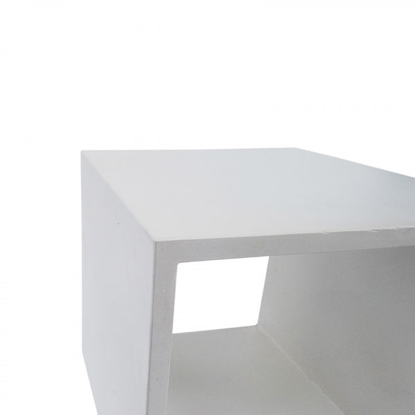 Homeroots Minimalist White Concrete Open Cube End Or Side Table   473153