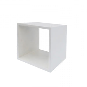 Homeroots Minimalist White Concrete Open Cube End Or Side Table   473153