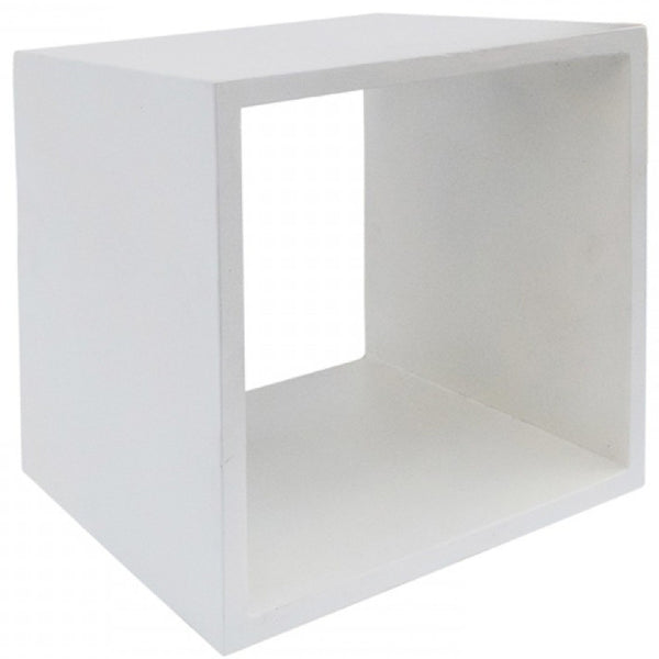 Homeroots Minimalist White Concrete Open Cube End Or Side Table   473153