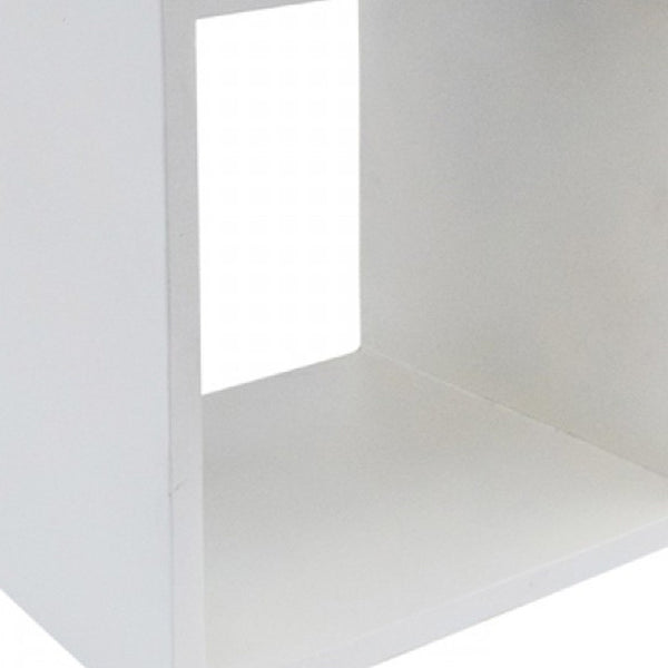 Homeroots Minimalist White Concrete Open Cube End Or Side Table   473153