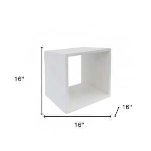 Homeroots Minimalist White Concrete Open Cube End Or Side Table   473153