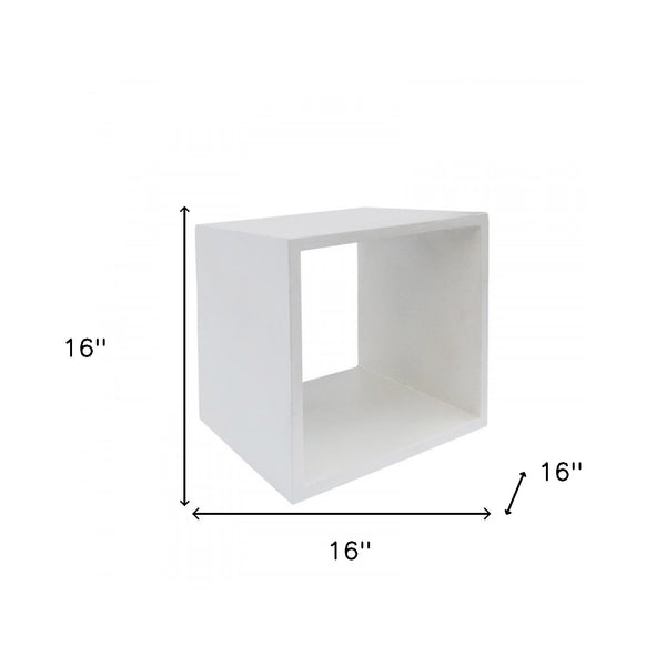 Homeroots Minimalist White Concrete Open Cube End Or Side Table   473153