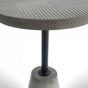 Homeroots Mod Textured Gray Concrete And Black Metal Pedestal End Table   473155